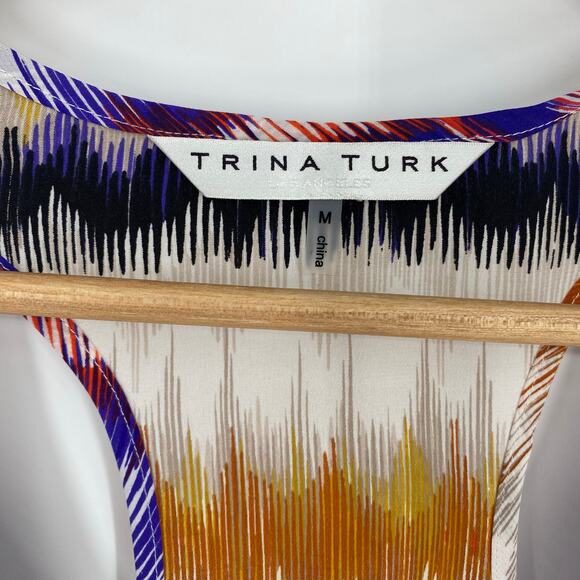 Trina Turk Tank Top Women’s Medium Silk Colorful Cruise Vacation Resortwear - Picture 3 of 7